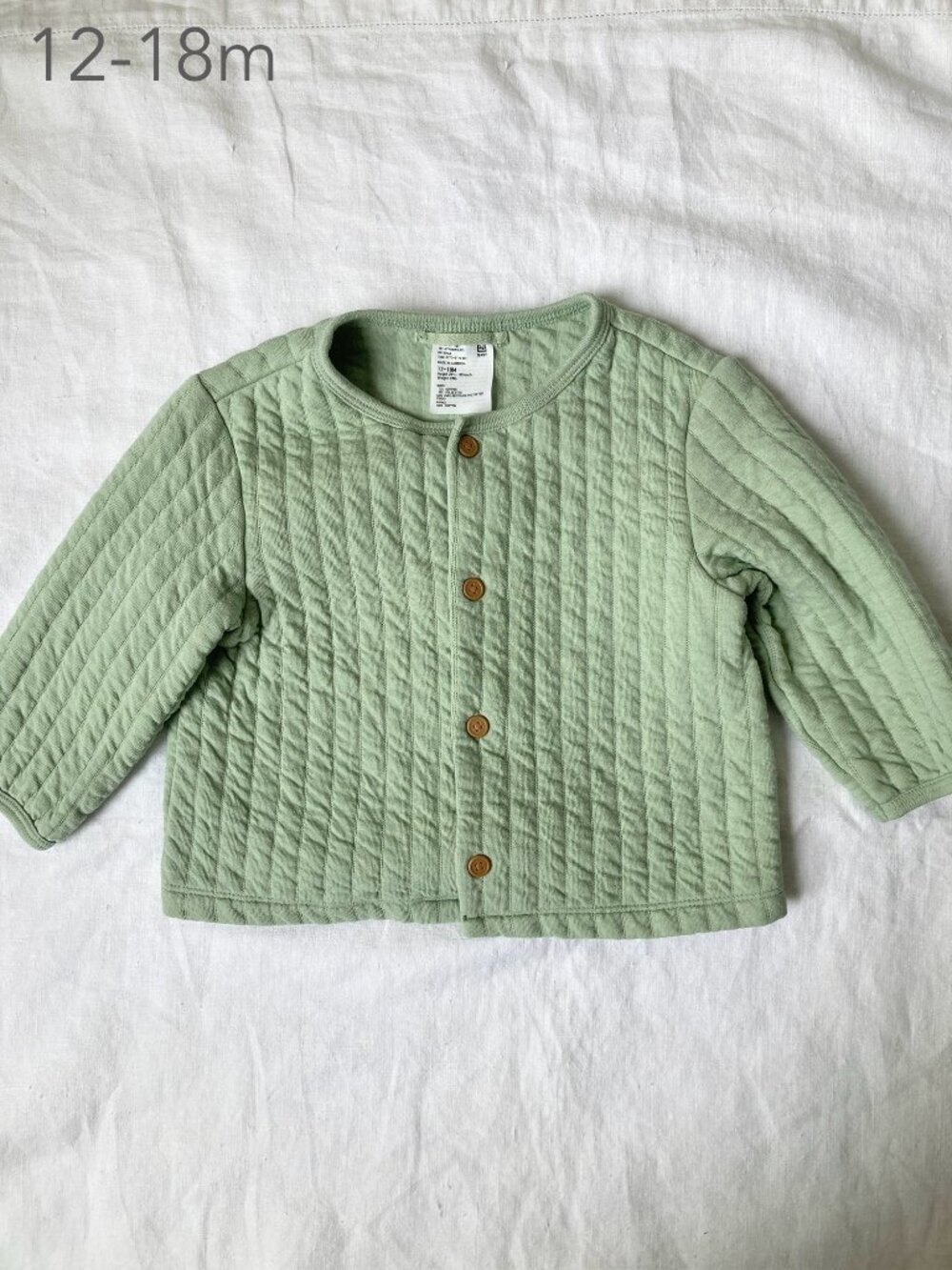 💙2/$25 Uniqlo 12-18 Months Baby Toddler Green Quilted Cardigan Fall Preppy